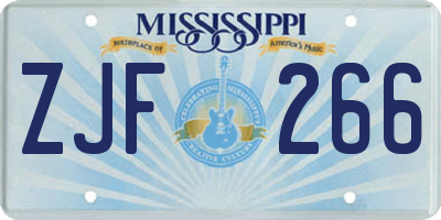 MS license plate ZJF266