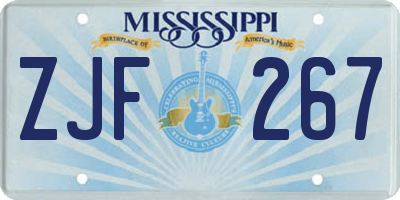 MS license plate ZJF267