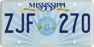 MS license plate ZJF270