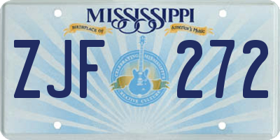 MS license plate ZJF272