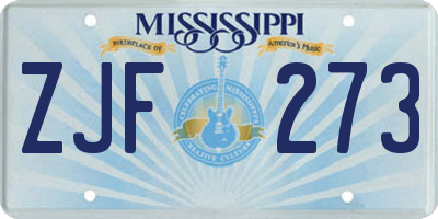 MS license plate ZJF273
