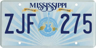 MS license plate ZJF275