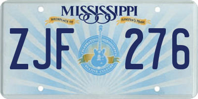 MS license plate ZJF276