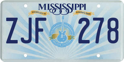 MS license plate ZJF278