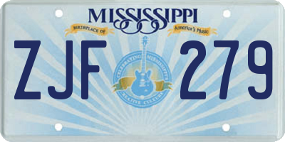 MS license plate ZJF279
