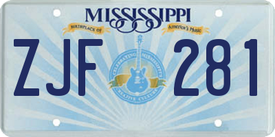 MS license plate ZJF281