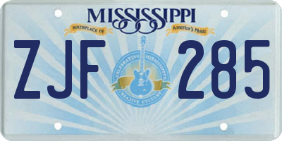 MS license plate ZJF285