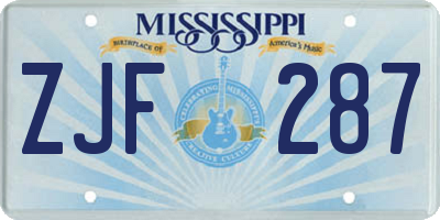 MS license plate ZJF287