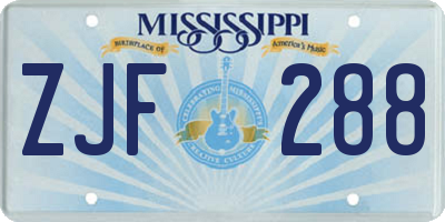 MS license plate ZJF288