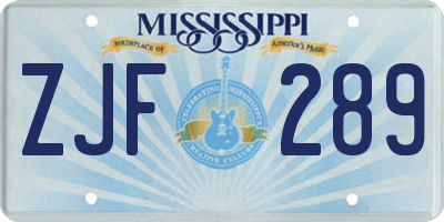 MS license plate ZJF289