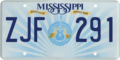 MS license plate ZJF291