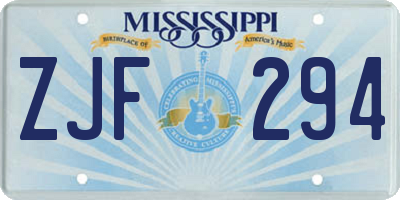 MS license plate ZJF294