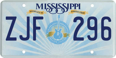 MS license plate ZJF296