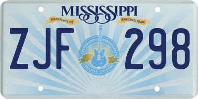 MS license plate ZJF298