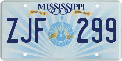 MS license plate ZJF299