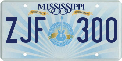 MS license plate ZJF300