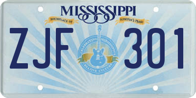 MS license plate ZJF301