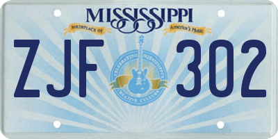 MS license plate ZJF302