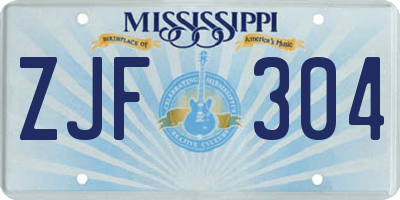 MS license plate ZJF304
