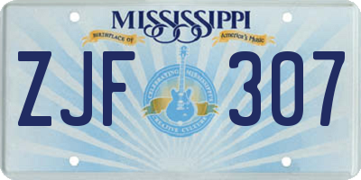 MS license plate ZJF307