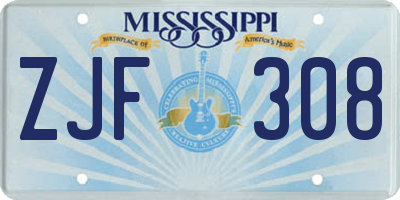 MS license plate ZJF308