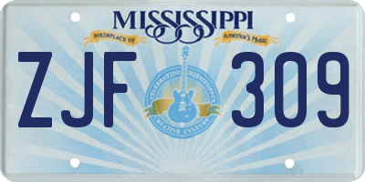 MS license plate ZJF309