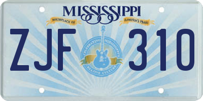 MS license plate ZJF310