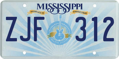 MS license plate ZJF312