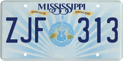 MS license plate ZJF313