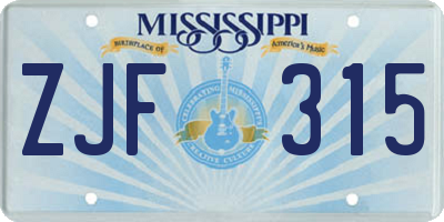 MS license plate ZJF315