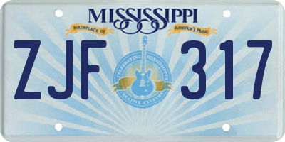 MS license plate ZJF317