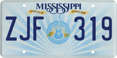 MS license plate ZJF319
