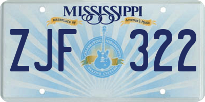 MS license plate ZJF322