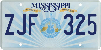 MS license plate ZJF325
