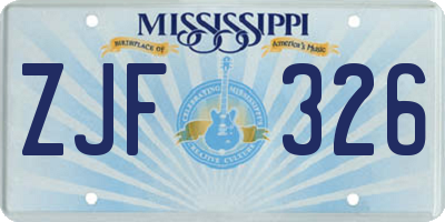 MS license plate ZJF326