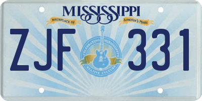 MS license plate ZJF331
