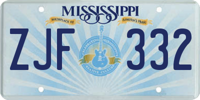 MS license plate ZJF332