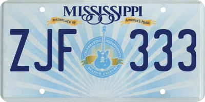 MS license plate ZJF333