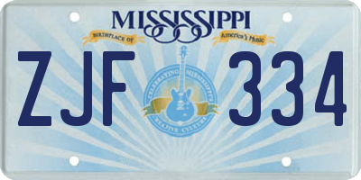 MS license plate ZJF334