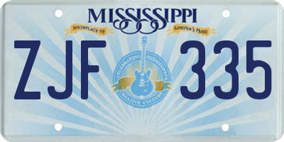 MS license plate ZJF335