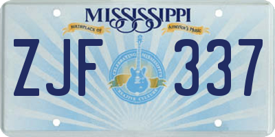 MS license plate ZJF337