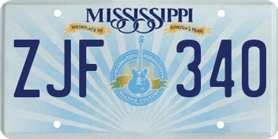 MS license plate ZJF340