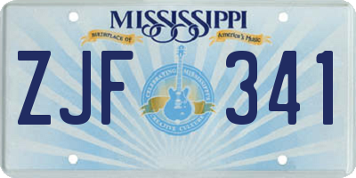 MS license plate ZJF341