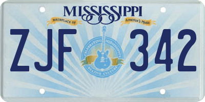 MS license plate ZJF342