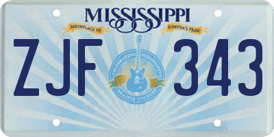 MS license plate ZJF343