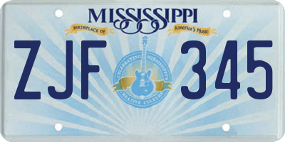 MS license plate ZJF345