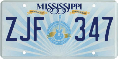 MS license plate ZJF347