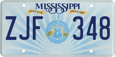 MS license plate ZJF348