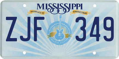 MS license plate ZJF349