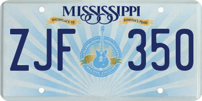 MS license plate ZJF350